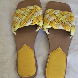 Stylish Yellow and Cream Braided Sandals